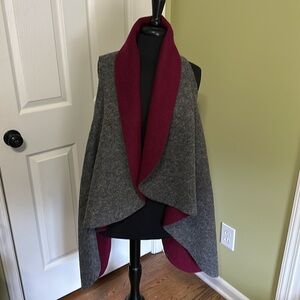 Arctic Queen Chic Two-Tone Gray and Burgundy sleeveless long vest